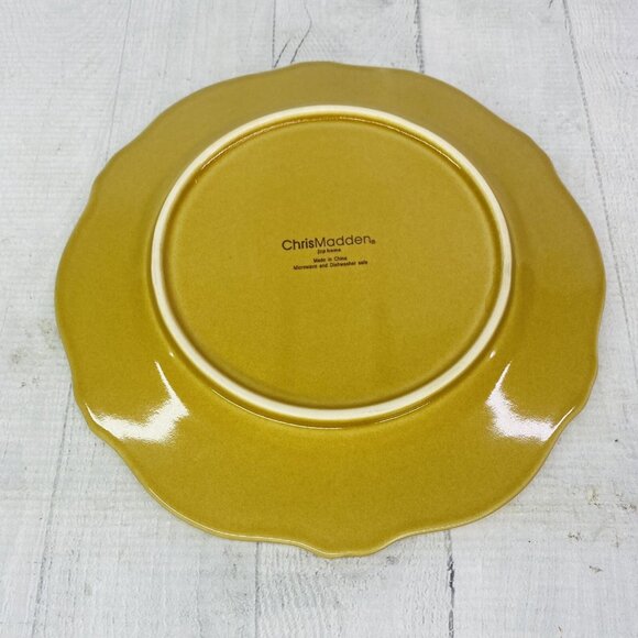 Chris Madden JC Penny CORVELLA GOLD  Scrolls Stoneware Salad Lunch Plates Set 4 - Picture 9 of 16